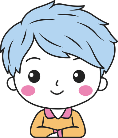 Cute Boy with Happy Expression  Illustration