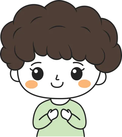 Cute Boy with Happy Expression  Illustration