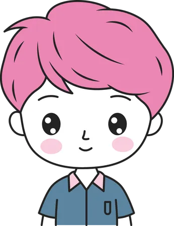 Cute Boy with Happy Expression  Illustration
