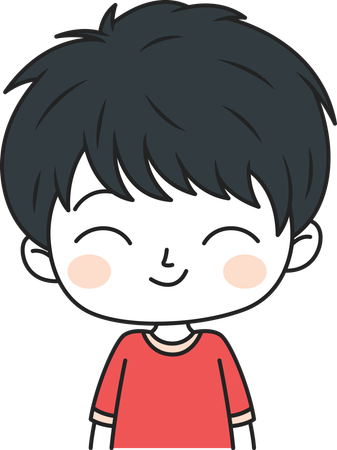 Cute Boy with Happy Expression  Illustration