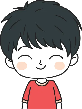 Cute Boy with Happy Expression  Illustration