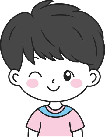 Cute Boy with Happy Expression  Illustration