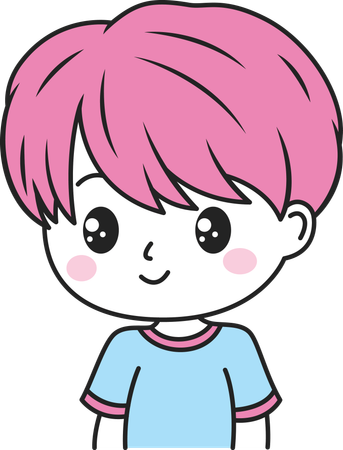 Cute Boy with Happy Expression  Illustration