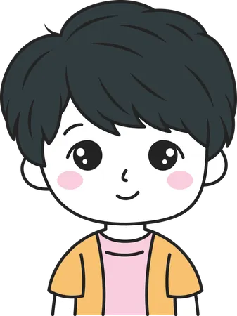 Cute Boy with Happy Expression  Illustration