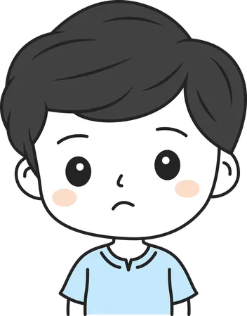 Cute Boy with Sad Expression  Illustration