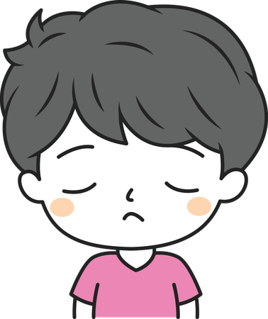 Cute Boy with Sad Expression  Illustration