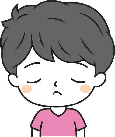 Cute Boy with Sad Expression  Illustration