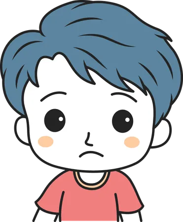 Cute Boy with Sad Expression  Illustration