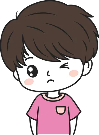 Cute Boy with Sad Expression  Illustration