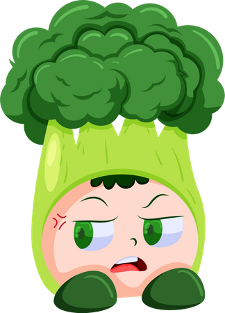 Cute Broccoli Character  Illustration