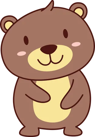 Cute Brown Bear Animal Smiling  Illustration