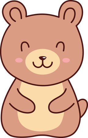 Cute Brown Bear Animal Smiling  Illustration