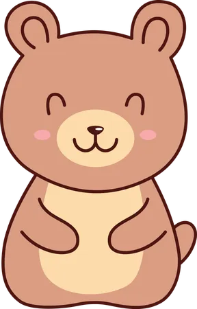 Cute Brown Bear Animal Smiling  Illustration