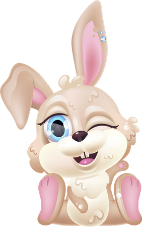 Cute brown bunny winking Illustration