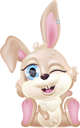 Cute brown bunny winking  Illustration