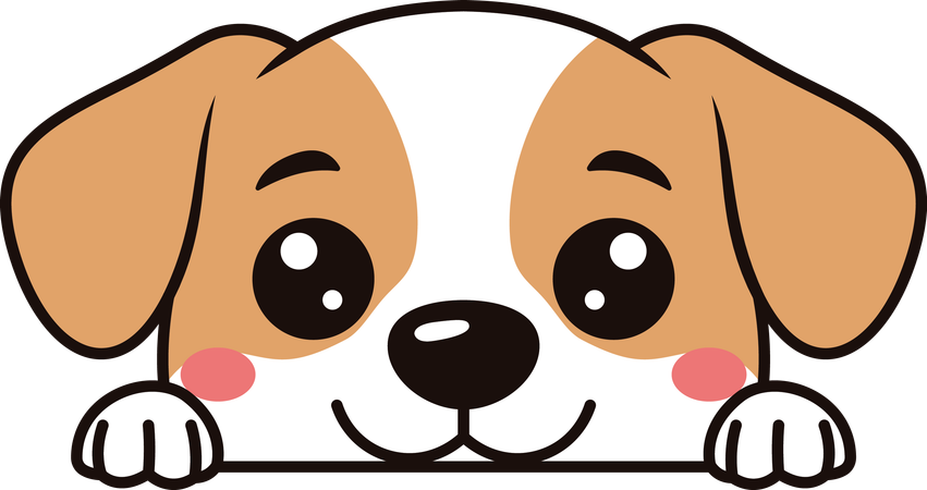 Cute Brown Dog Puppy Animal Cartoon Character Peeking with Happy Expression  Illustration