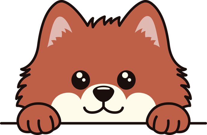 Cute Brown Dog Puppy Animal Cartoon Character Peeking with Happy Expression  Illustration