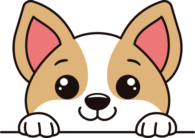 Cute Brown Dog Puppy Animal Cartoon Character Peeking with Happy Expression  Illustration