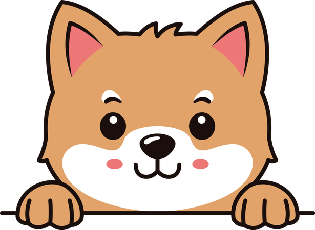 Cute Brown Dog Puppy Animal Cartoon Character Peeking with Happy Expression  Illustration