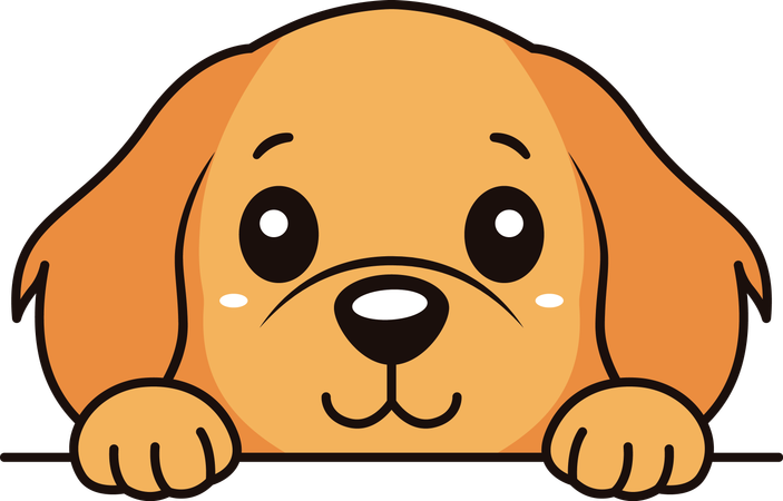 Cute Brown Dog Puppy Animal Cartoon Character Peeking with Happy Expression  Illustration