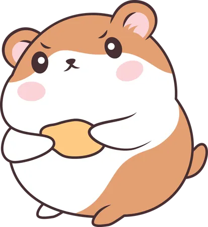 Cute Brown Hamster Mouse Eating Potato Snack  Illustration