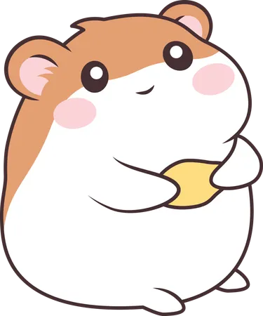 Cute Brown Hamster Mouse Eating Potato Snack  Illustration