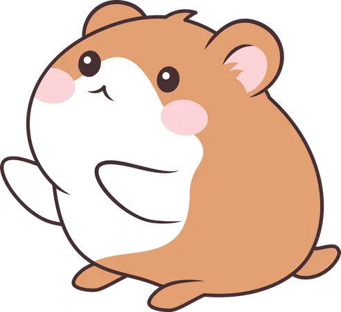 Cute Brown Hamster Mouse  Illustration