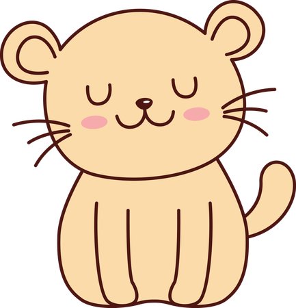 Cute Brown Lion Lioness Big Cat Animal Smiling  Illustration