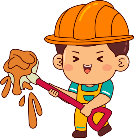 Cute builder boy  Illustration