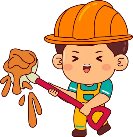 Cute builder boy  Illustration