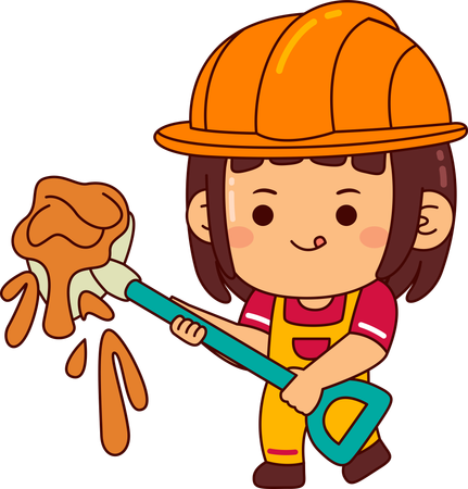Cute builder girl  Illustration