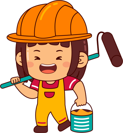 Cute builder girl  Illustration