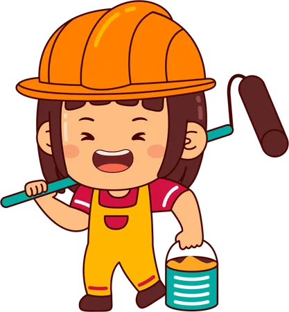 Cute builder girl  Illustration