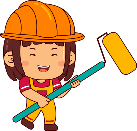 Cute builder girl  Illustration