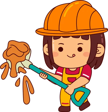 Cute builder girl  Illustration