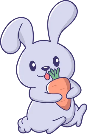 Cute Bunny holding carrot  Illustration