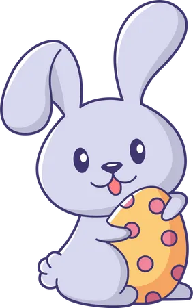 Cute Bunny holding easter egg  Illustration