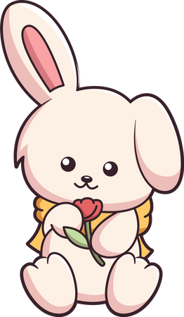 Cute Bunny holding rose  Illustration