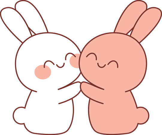 Cute Bunny Hugging with Smiling  Illustration