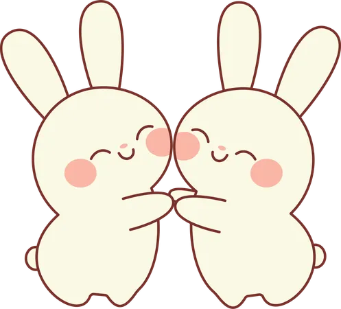 Cute Bunny Hugging with Smiling  Illustration