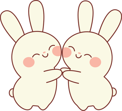 Cute Bunny Hugging with Smiling  Illustration
