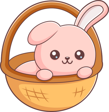 Cute Bunny In Basket  Illustration