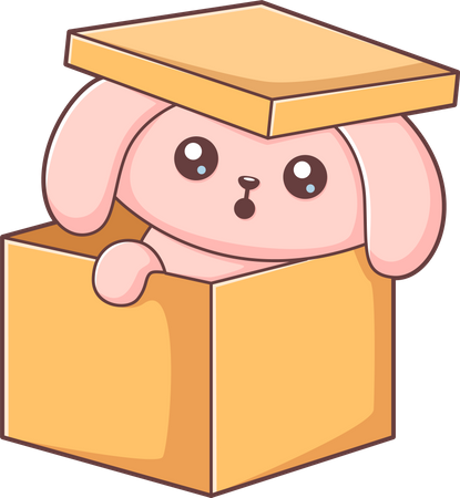 Cute Bunny In Box  Illustration