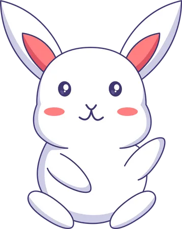 Cute Bunny waving hand  Illustration