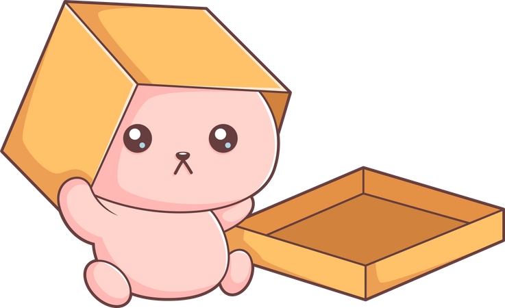 Cute Bunny With Box  Illustration