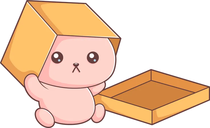 Cute Bunny With Box  Illustration