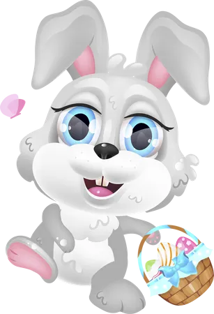 Cute bunny with Easter basket Illustration