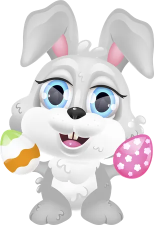Cute bunny with easter eggs Illustration