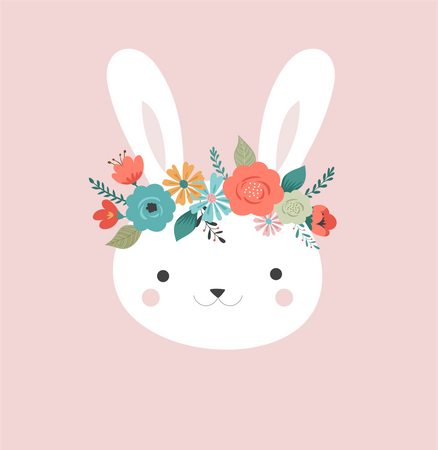 Cute bunny with flower crown Illustration