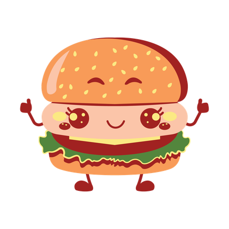 かわいいハンバーガー  イラスト